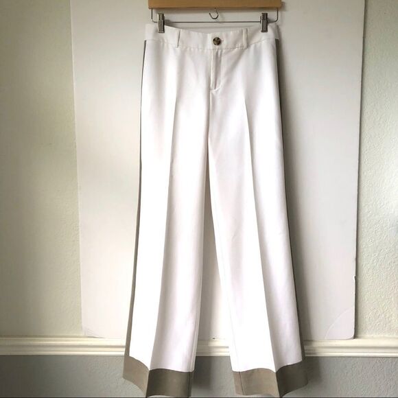 🎃BANANA REPUBLIC WHITE W/ BEIGE COLORBLOCK PANT - Picture 2 of 8